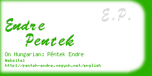 endre pentek business card